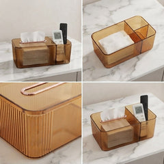 Tissue Box Holder & Remote Organizer-Brown