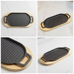 Wooden Base Sizzling Steak Platter-D3