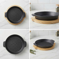 Wooden Base Sizzling Steak Platter-D5