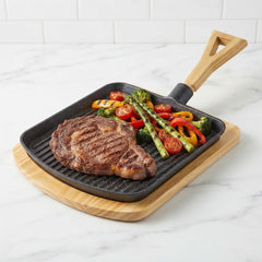Wooden Base Sizzling Steak Platter-D8 L