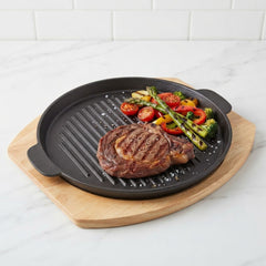 Wooden Base Sizzling Steak Platter-D9