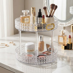 2 Layer Rotating Cosmetic Storage Organizer-White