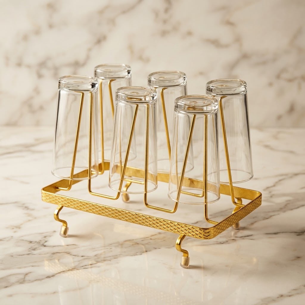 Minor Damage Metal Golden Glass Stand
