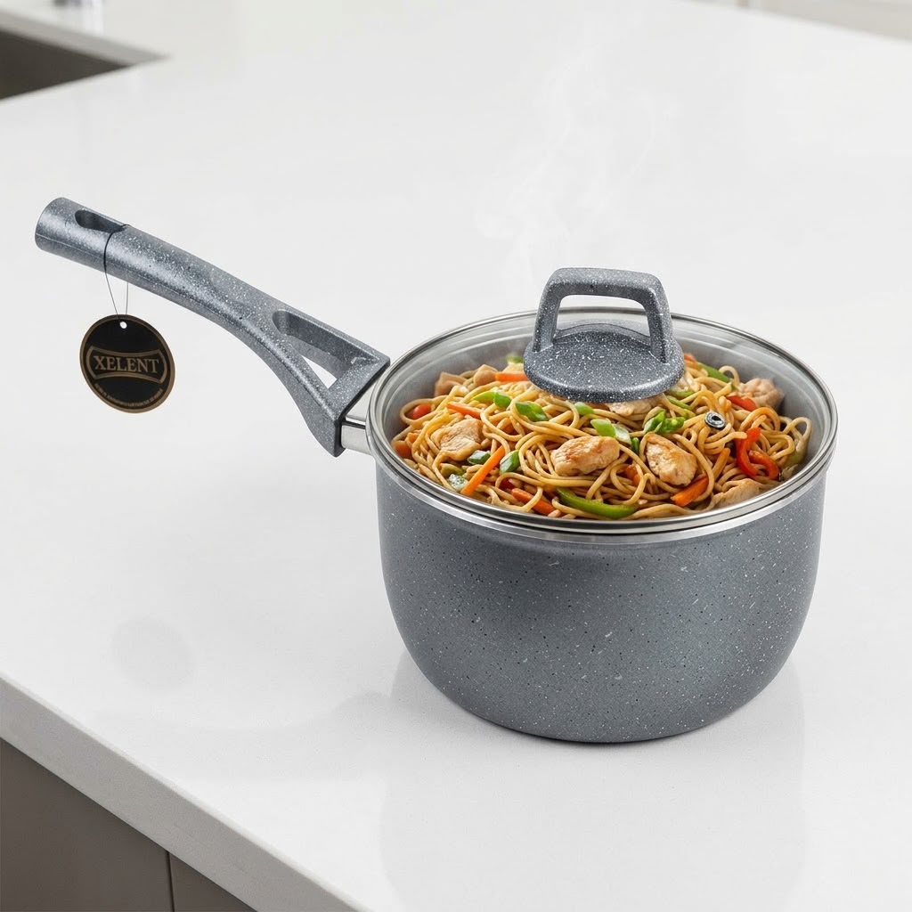 Xelent Marble Coated Sauce Pan-22cm