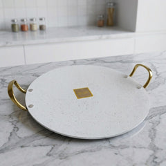 Double Handle Marble Tawa White-33cm