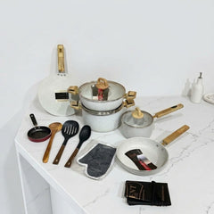 14 Pcs Nonstick Cookware Set -White