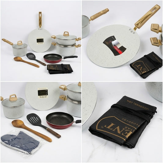 14 Pcs Nonstick Cookware Set -White