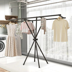 X Shaped Folding Double Pole Clothes Drying Rack
