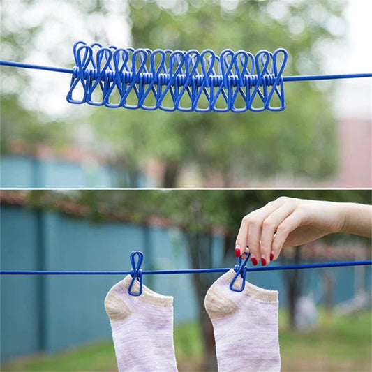 Cloth Drying Rope with 12 Clips