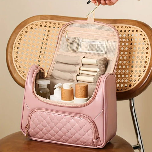 Cosmetic Bag with Hanging Hook-Pink