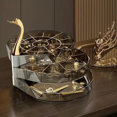 3-Layer Jewelry Case with Swan Shaped Lid