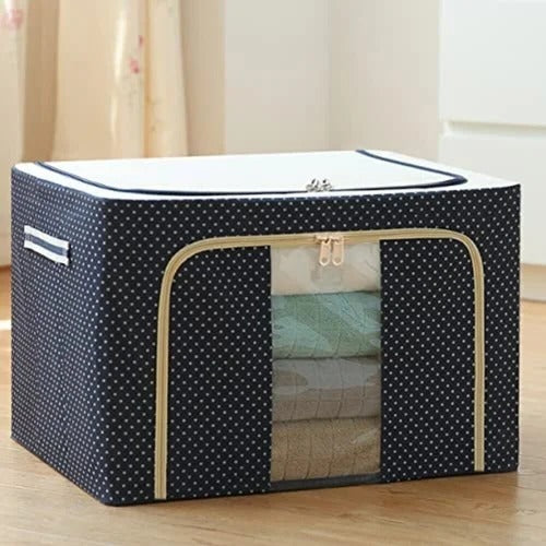 Foldable Clothes Storage Box (100L)-NavyBlue