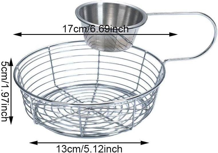 Snack Plate Basket with Hanging Sauce (Silver)