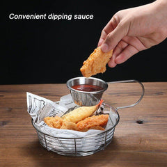 Snack Plate Basket with Hanging Sauce (Silver)