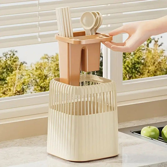 360 Rotating Knife and Kitchen Utensil Holder-OffWhite