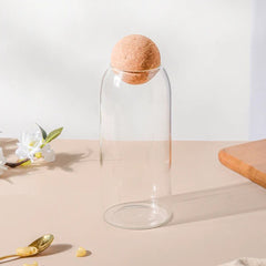 Glass Jar with Wool Ball Lid-Large