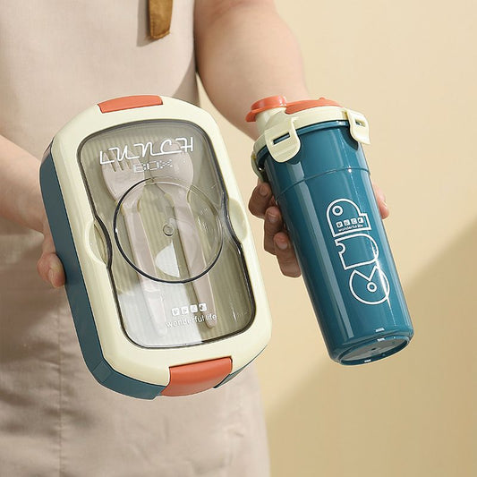 2 Pcs Lunch Box & Bottle Set-Dark Green