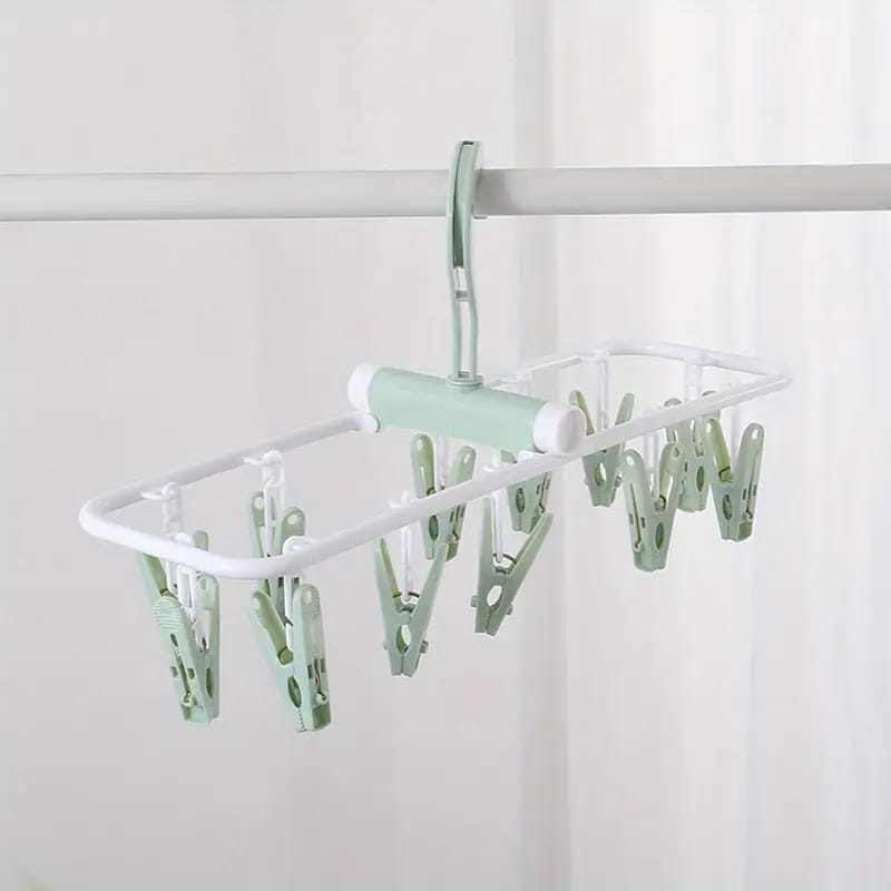 Cloth Drying Hanger With 12 Clips