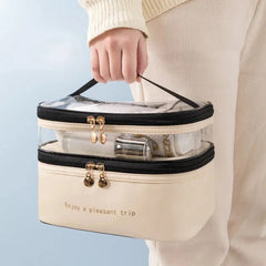 Double Layer Cosmetic Pouch-White