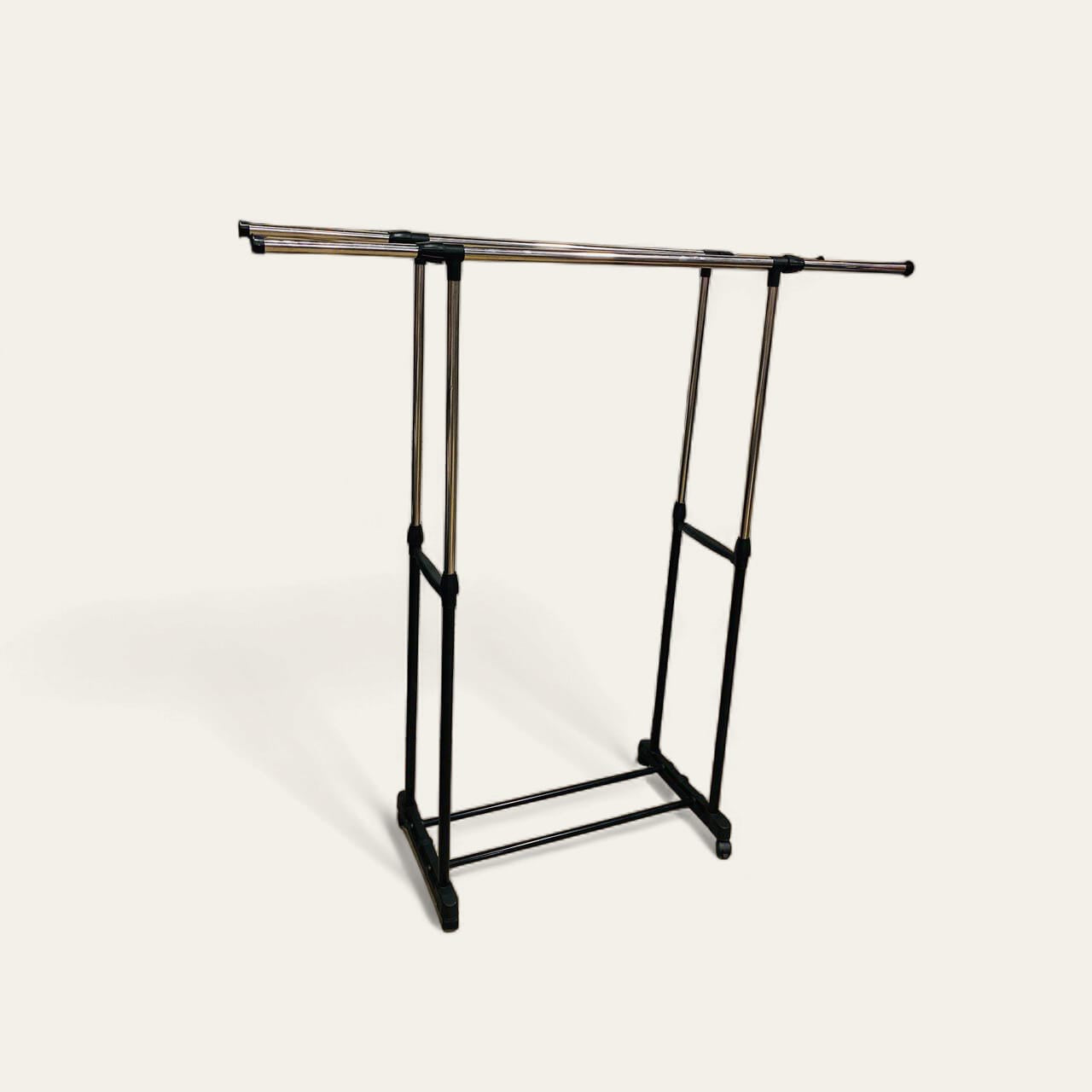 Double Pole Telescopic Cloth Hanger With Wheel