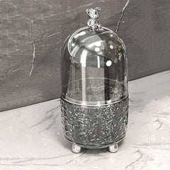 Rotating Makeup Brush Holder with Lid-Dark Grey