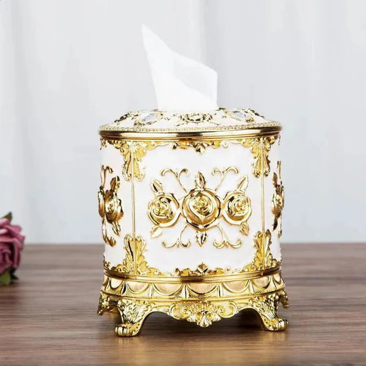 European Tissue Box Round-White