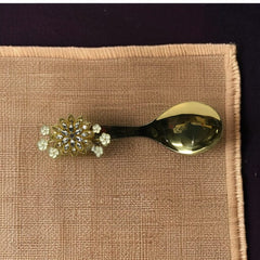 Flower Design Golden Serving Spoon