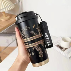 Stainless Steel Thermal Coffee Mug-Black Gold