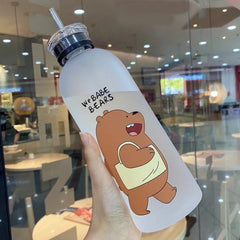 Cute Bear Straw Water Bottle -D1