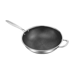 Stainless Steel Laser Coated Wok Long Handle 36cm