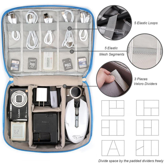 1 Pc Travel Electronic Digital Storage Bag (Blue)