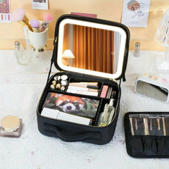 Portable Lighted Makeup Organizer-Black