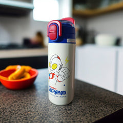 Cartoon-Themed Steel Water Bottle-Blue and White