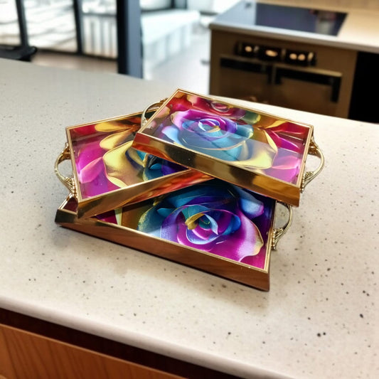 3 Pcs Wooden Serving Tray Set-Design 04