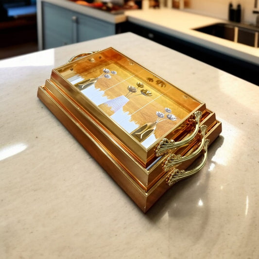 3 Pcs Wooden Serving Tray Set-Design 03