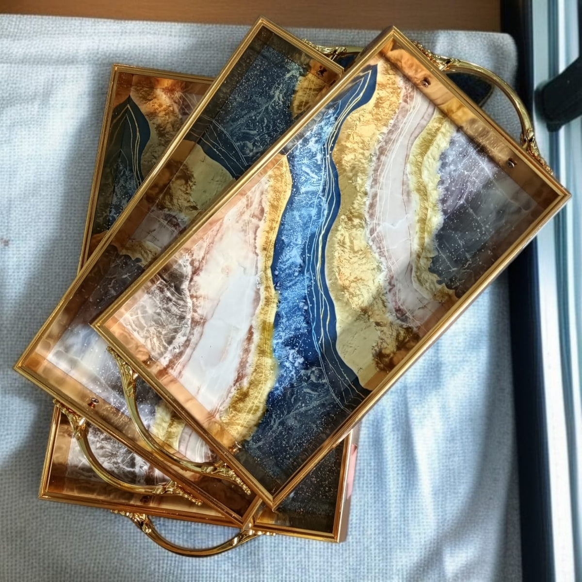 3 Pcs Wooden Serving Tray Set-Design 02