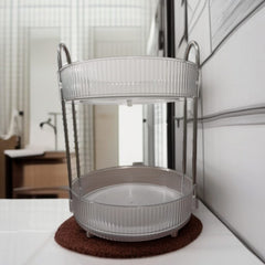 2 Tier Rotating Makeup Organizer-White