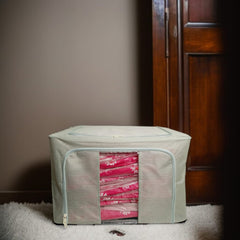 Foldable Clothes Storage Box (66L)-Light Grey