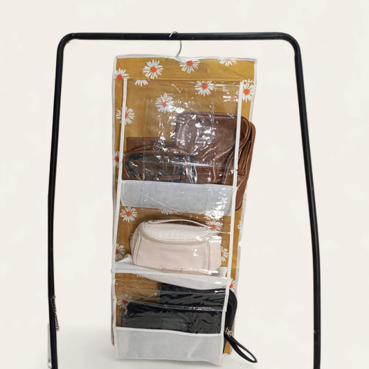 6 slots Bag Holder organizer (Mustard Printed)