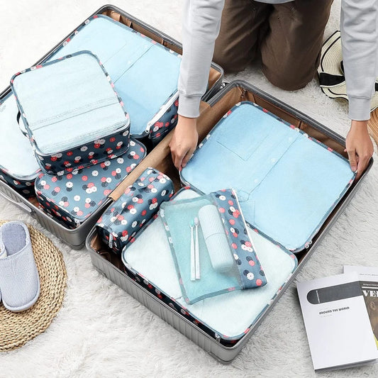 9 Pcs Waterproof Travel Storage Bag (Flower Design)