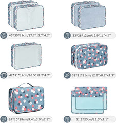 9 Pcs Waterproof Travel Storage Bag (Flower Design)