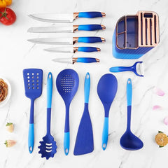 13-piece Kitchen Knife and Utensils Set(Blue&Yellow)