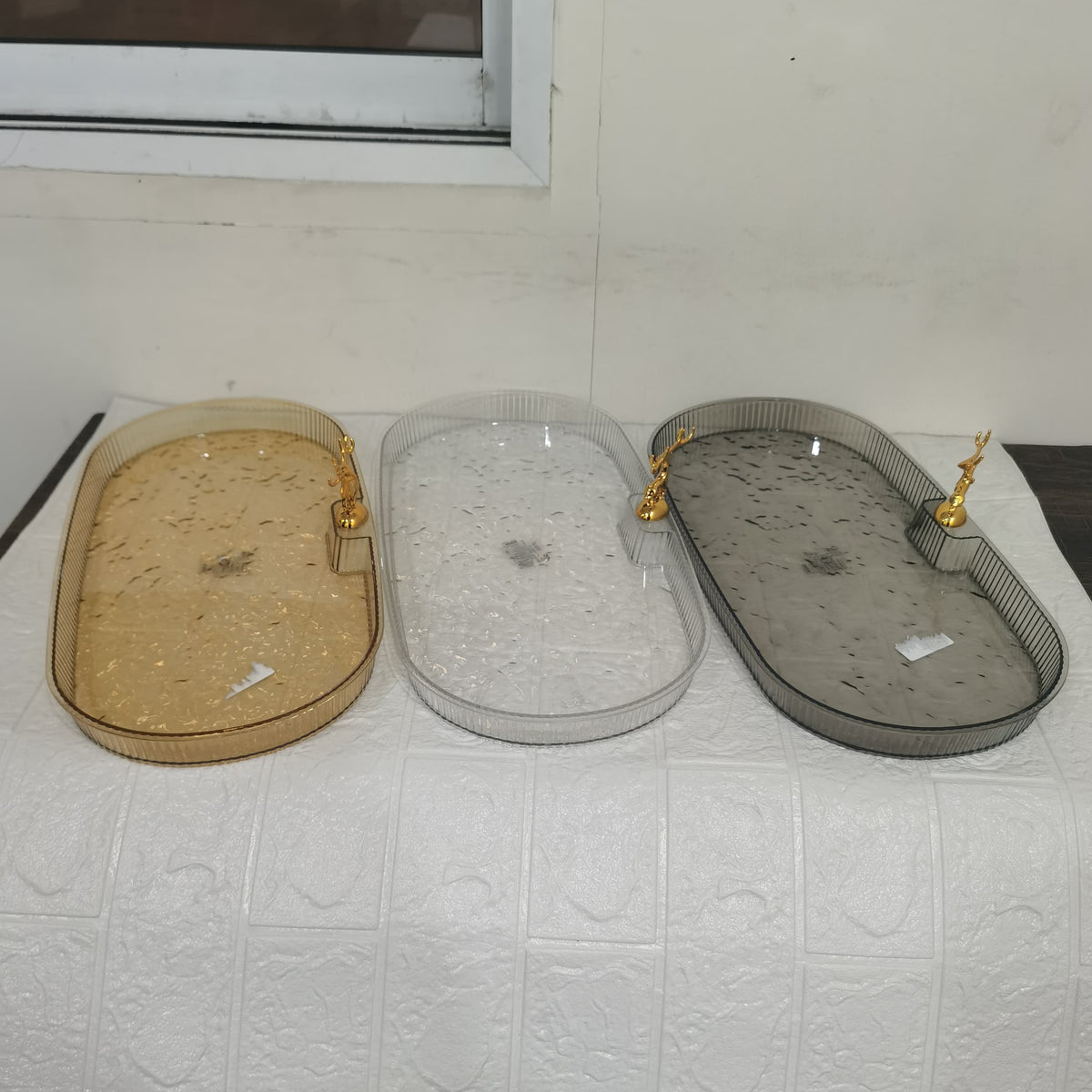 Acrylic Deer Serving Oval Tray Small