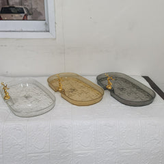 Acrylic Deer Serving Oval Tray Small