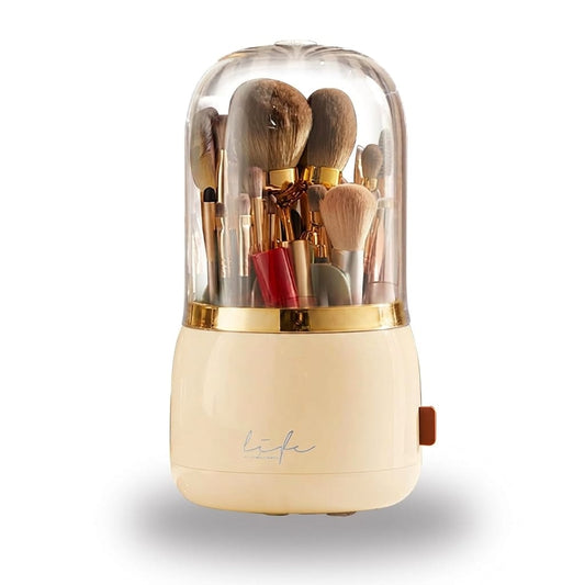 360°Rotating Base Makeup Brush Holder with Lid-Skin
