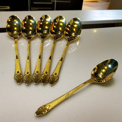 6 Pcs Stainless Steel Spoon-Golden