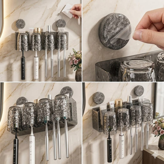 Acrylic Suction Toothbrush Cup Holder