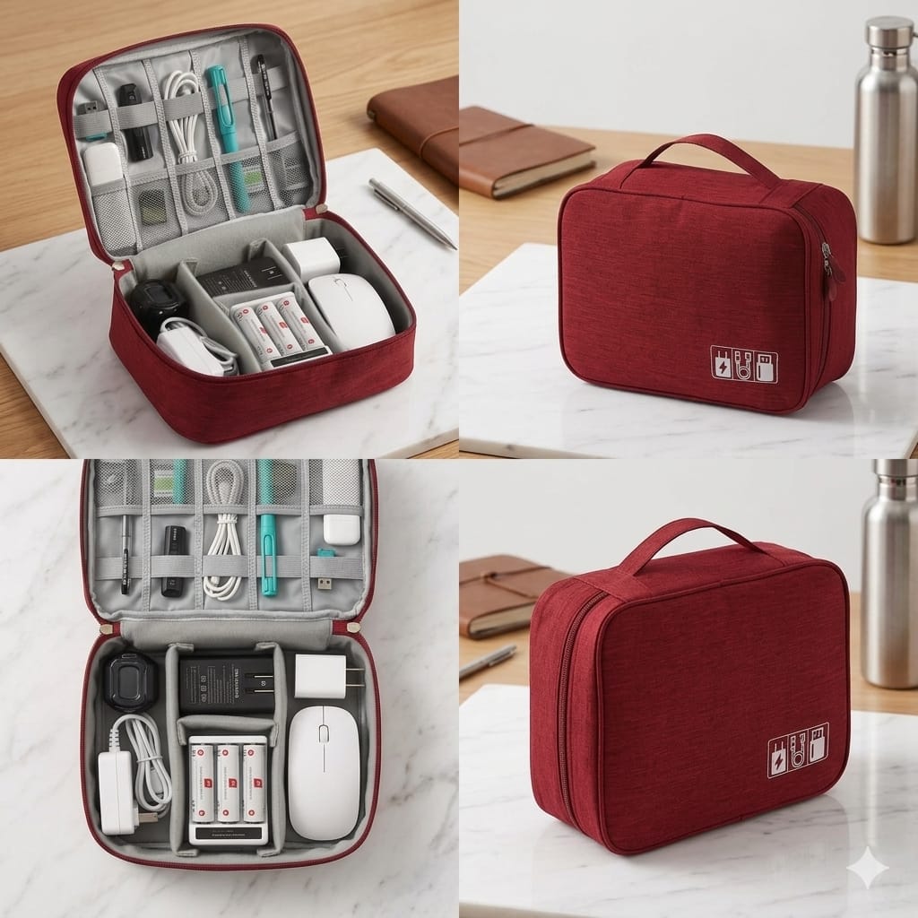 1 Pc Travel Electronic Digital Storage Bag (Mahroon)
