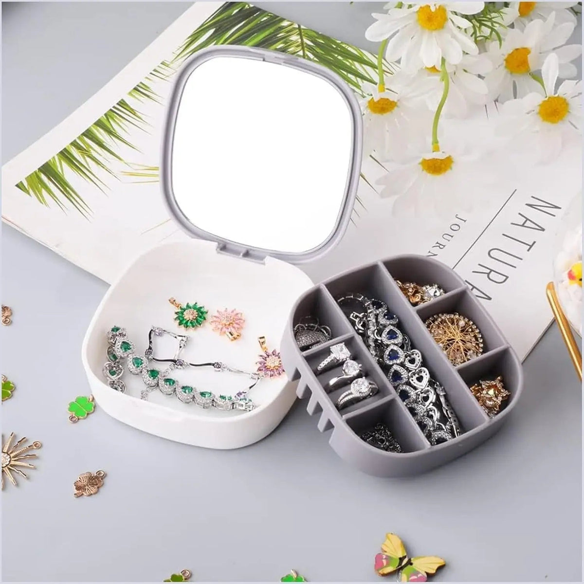 Mini Portable Travel Jewelry Box White