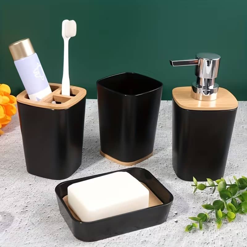4 Pcs Bathroom Set-Black